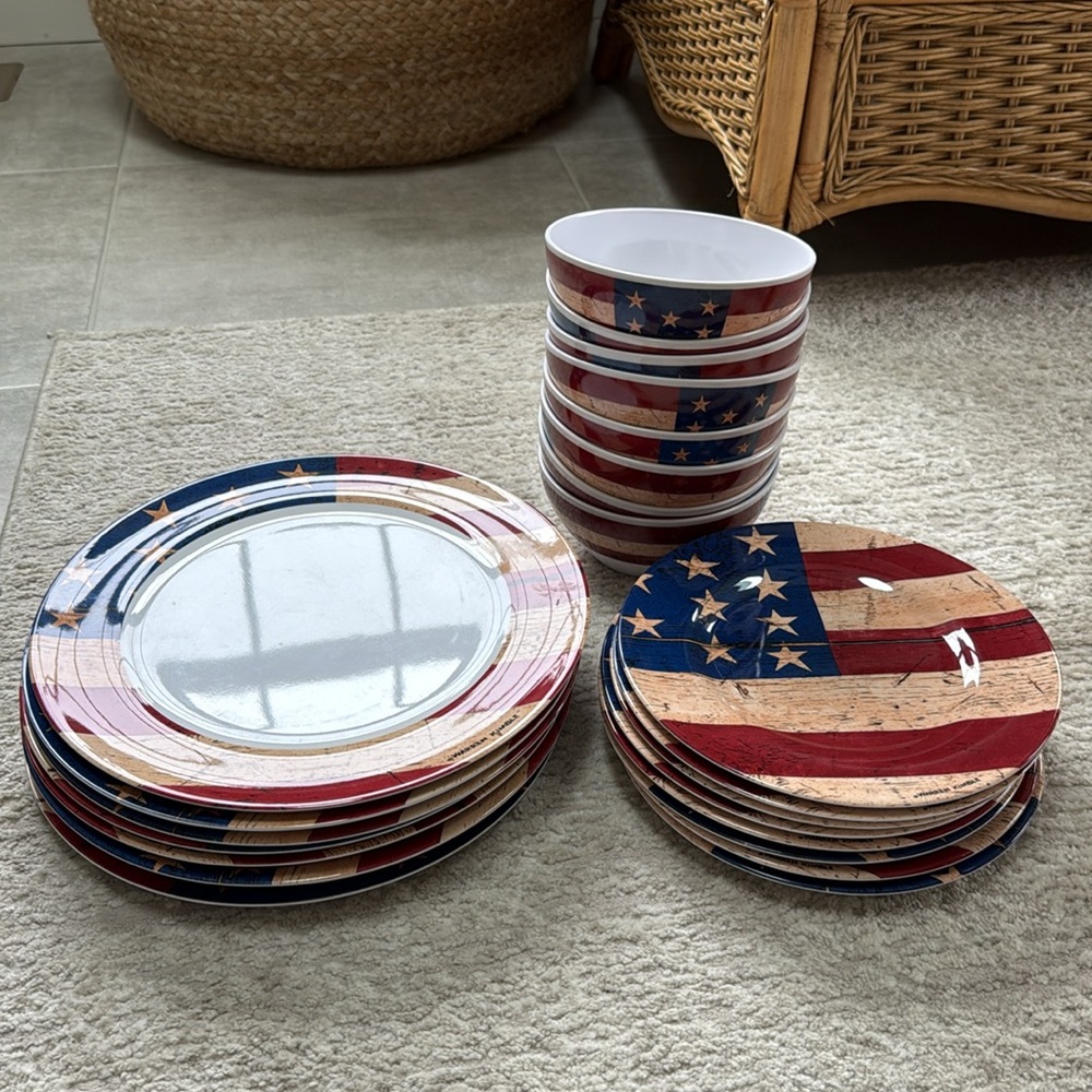 WARREN KIMBLE by Sakura Evolution Set of 24/ Service for 8, Melanine Flag Set - Picture 2 of 8